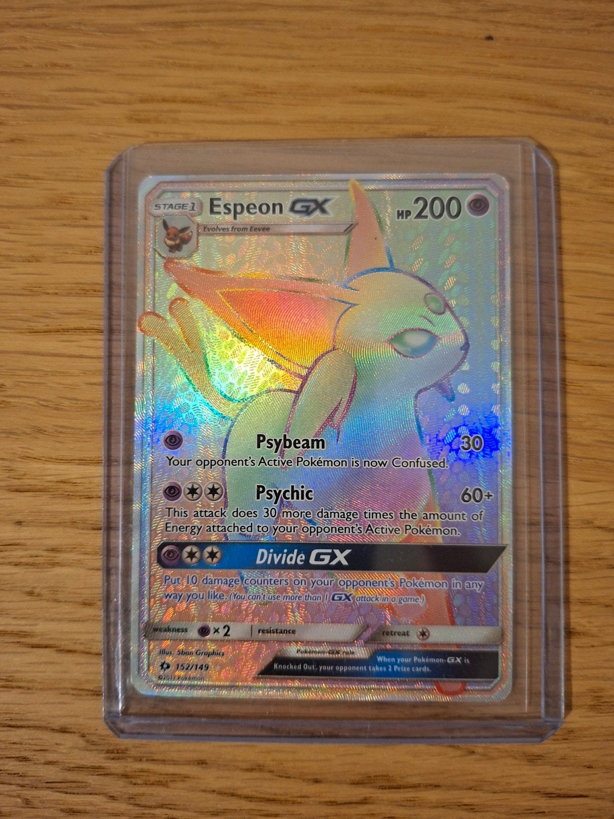 Espeon gx rainbow rare, Ophalen of Verzenden, Zo goed als nieuw, Losse kaart, Foil