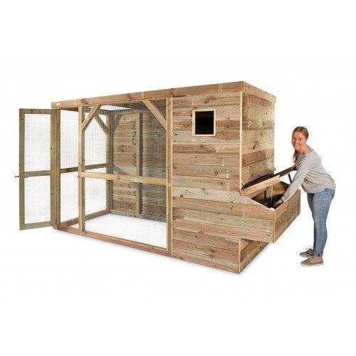 Houten kippenhok met ren 3,3 m | Voldux Toon | half overdekt, Ophalen of Verzenden, Nieuw, Kippenhok of Kippenren