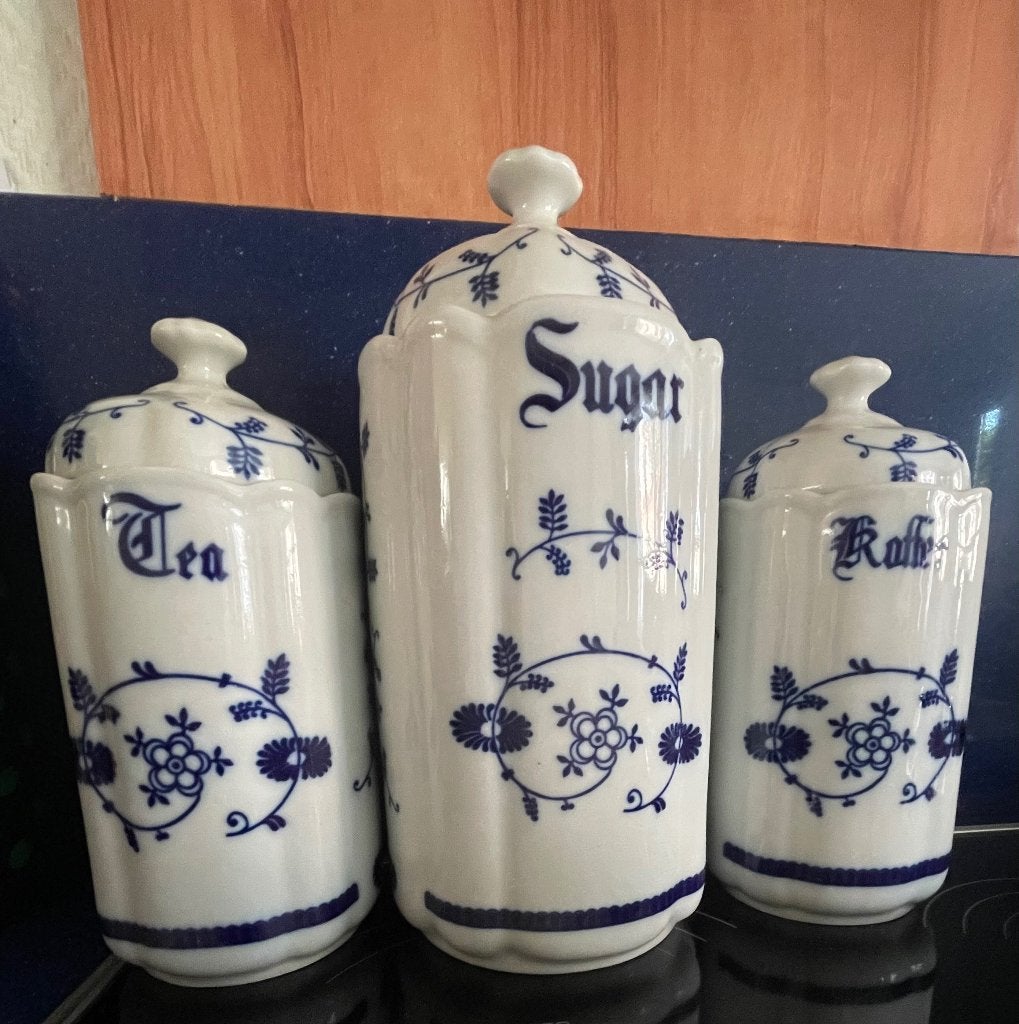 Vintage Porseleinen Voorraadpotten: Thee, Suiker, Koffie, Ophalen, Gebruikt, Overige typen, Overige stijlen