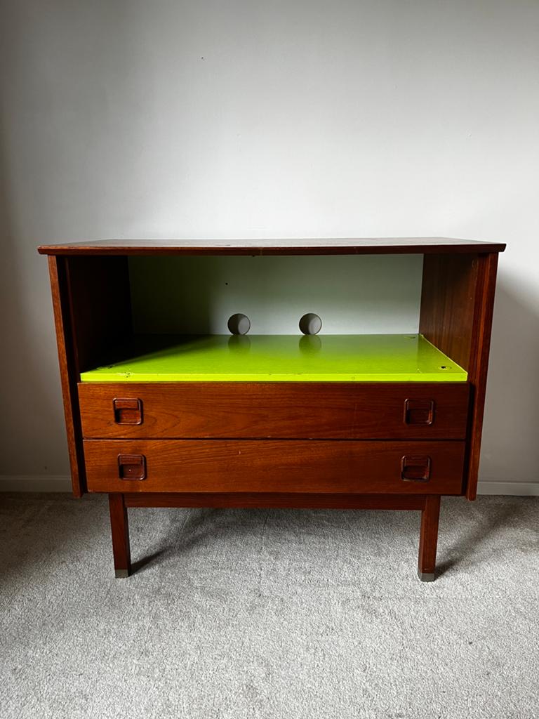Vintage dressoir/ladekast, 87,2x45,5x76cm. 60s 70s design, Ophalen, Met plank(en), Gebruikt, Teakhout