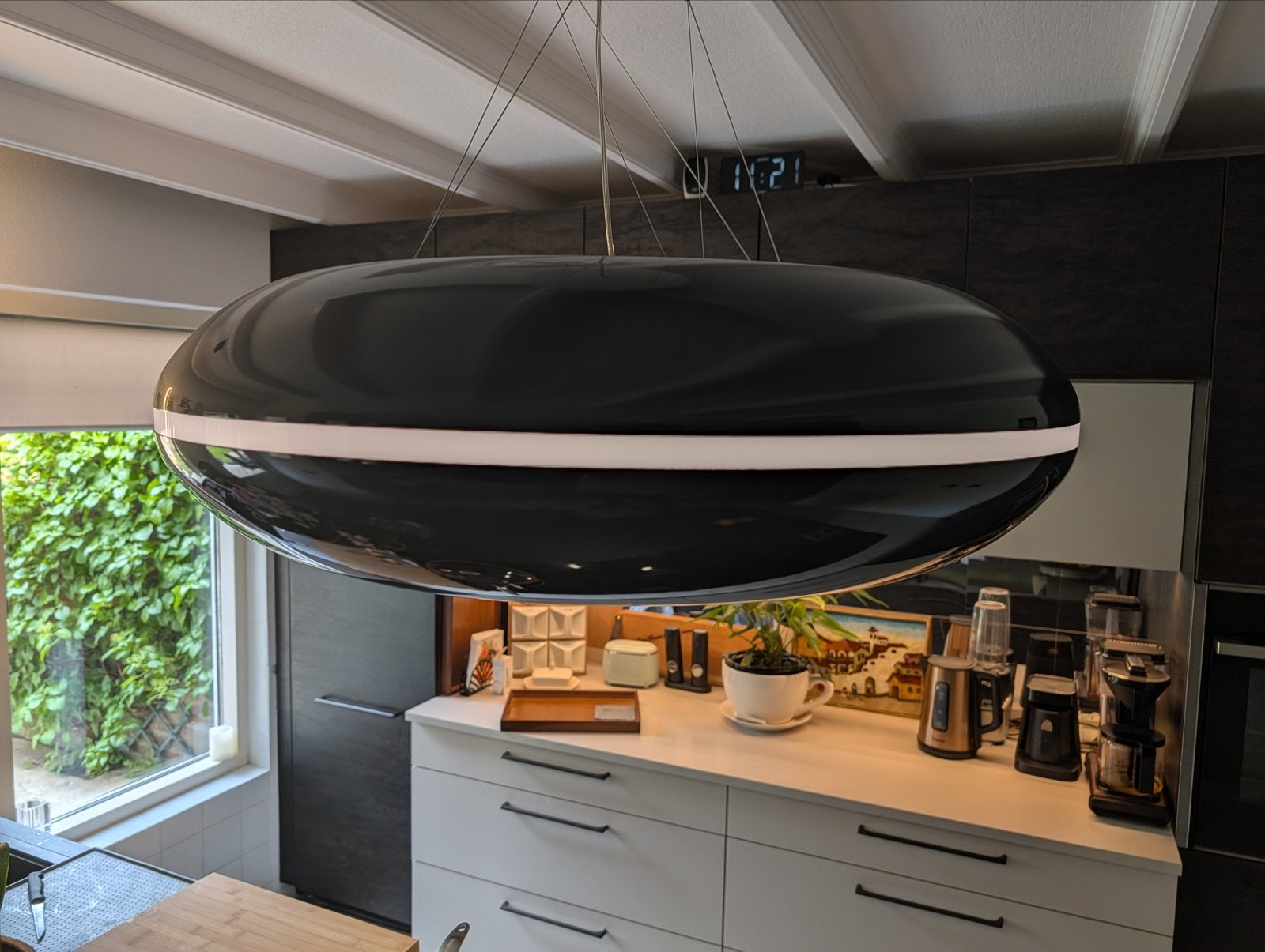 Falmec Circle.Tech Design Eiland Afzuigkap (Hoogglans Zwart), Ophalen of Verzenden, Zo goed als nieuw, Eilandschouwkap, Vrijstaand