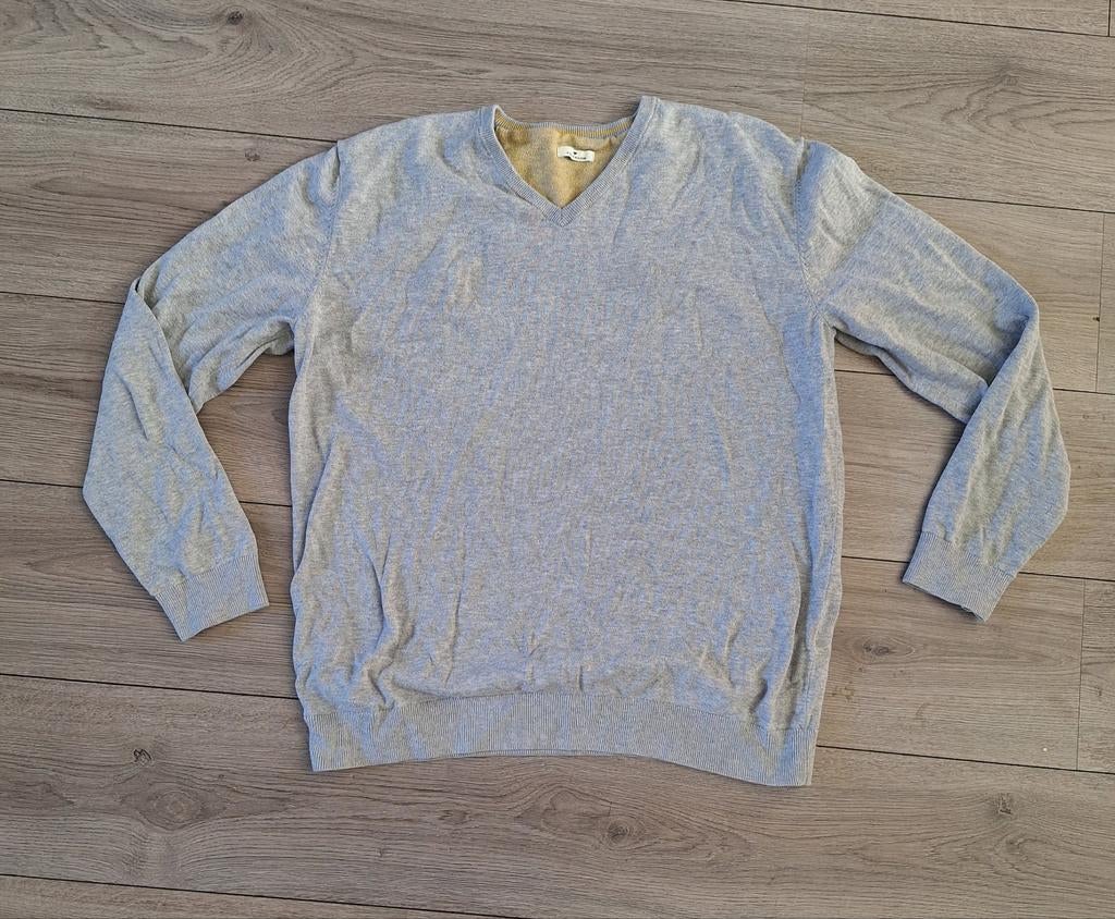 Tom Tailor V-hals trui grijs maat XXXL 3XL katoen, Kleding | Heren, Truien en Vesten, Zo goed als nieuw, Overige maten, Grijs