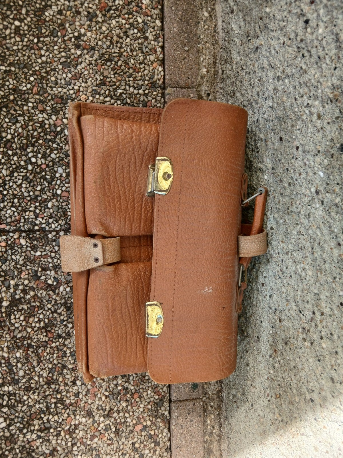 Vintage Leren Schooltas / Aktetas - Bruin, Ophalen, 40 tot 60 cm, Gebruikt, 20 tot 30 cm
