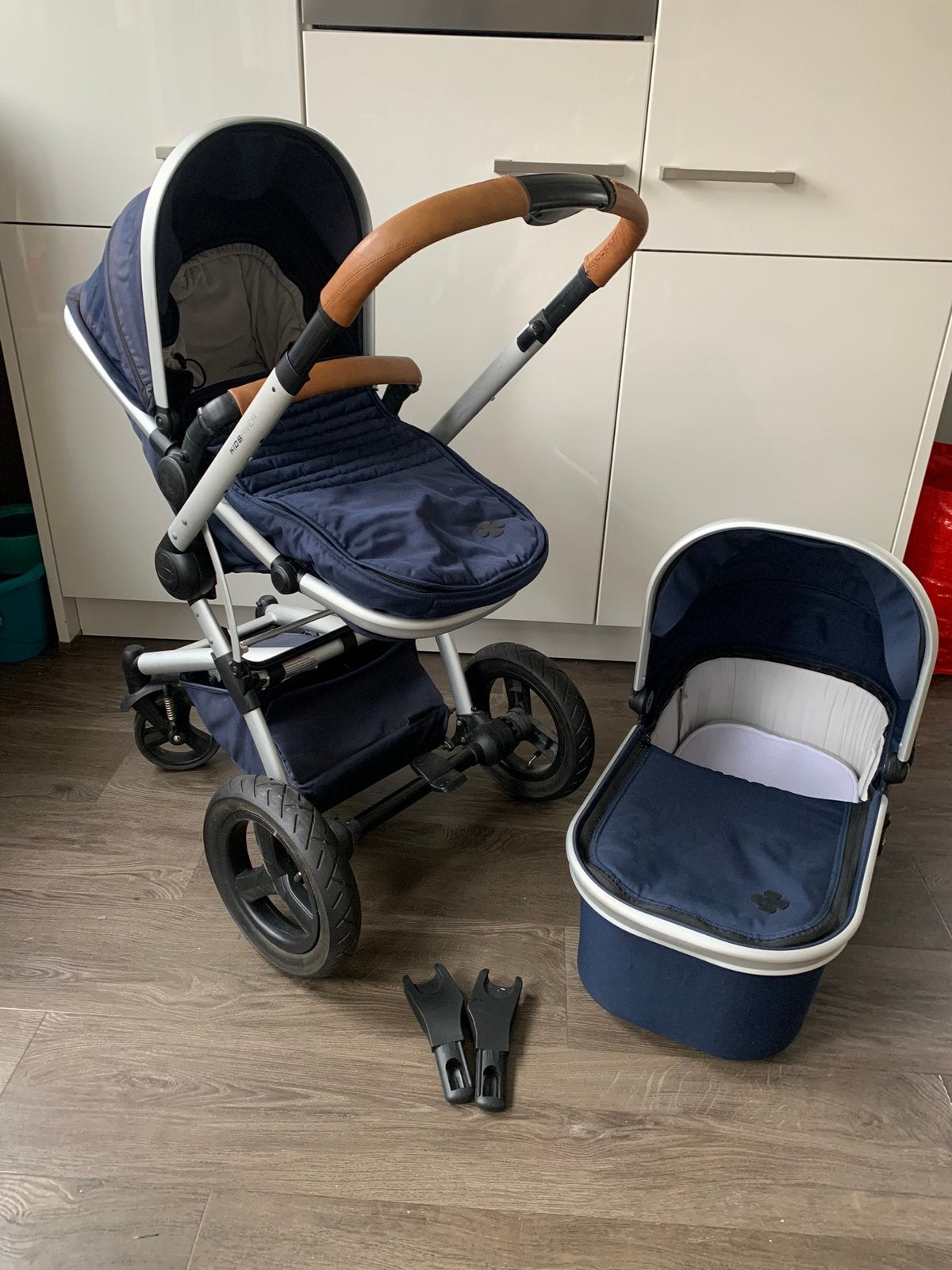 Kids River Daya combi kinderwagen blauw, Kinderen en Baby's, Kinderwagens en Combinaties, Gebruikt, Verstelbare duwstang, Combiwagen