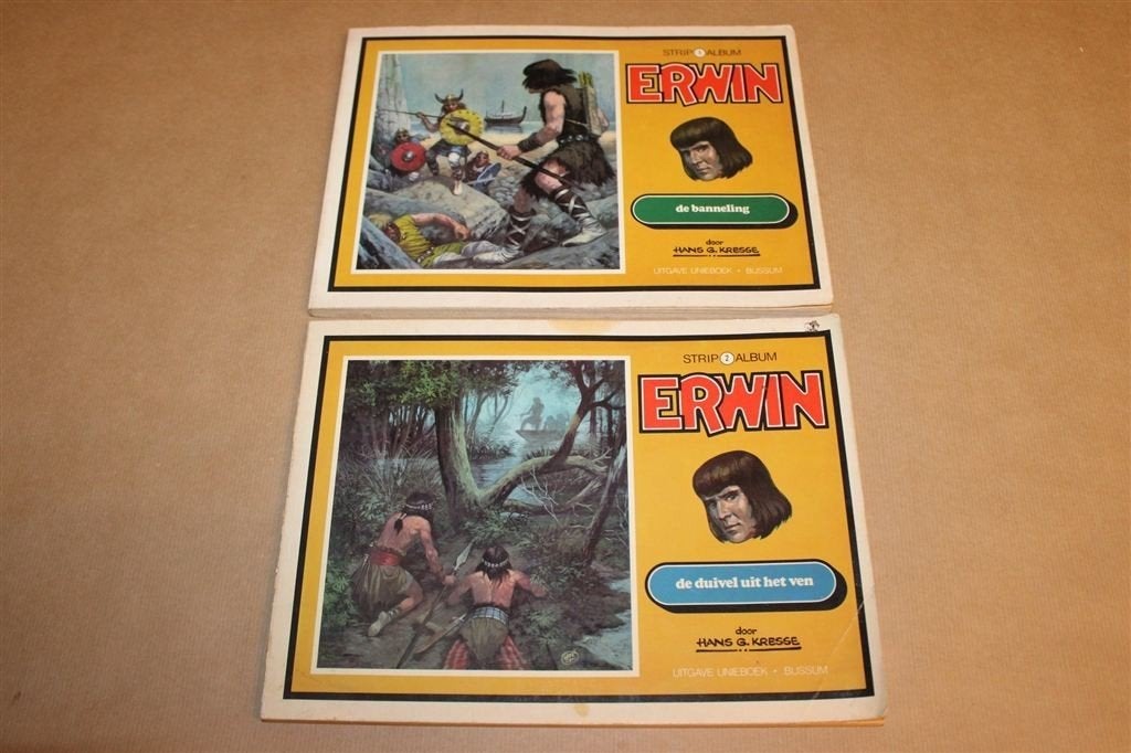 Erwin — Kresse, De Banneling en De Duivel uit het Ven, Eén stripboek, Ophalen of Verzenden, Gelezen