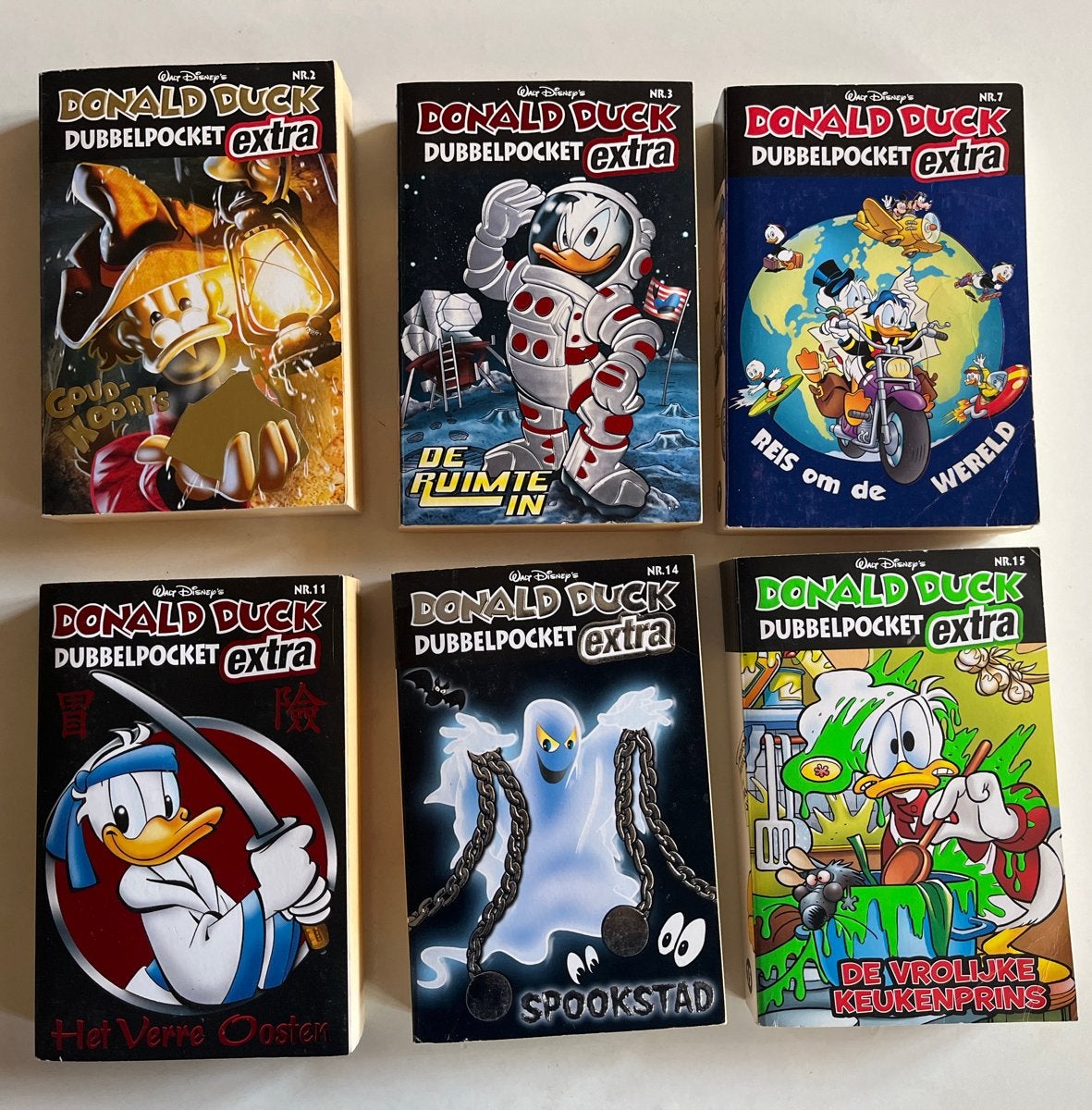 Set van 6 Donald Duck Dubbelpocket Extra, Meerdere stripboeken, Ophalen of Verzenden, Zo goed als nieuw