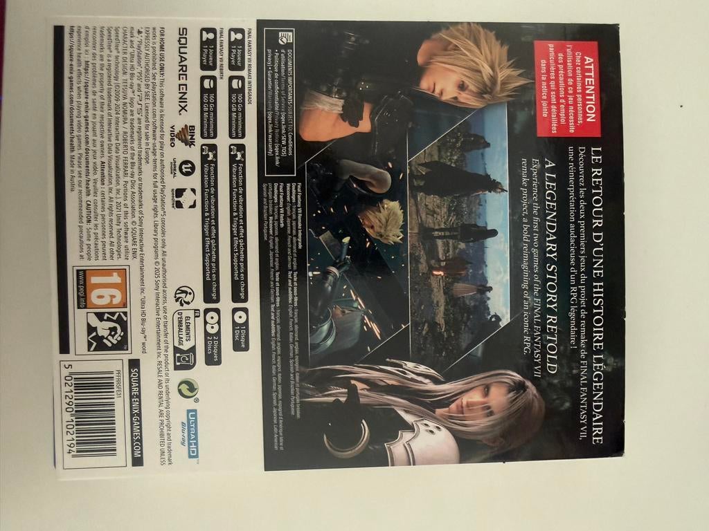 Final Fantasy 7 Remake + Rebirth Twin Pack PS5, 1 speler, Ophalen of Verzenden, Zo goed als nieuw, Role Playing Game (Rpg)