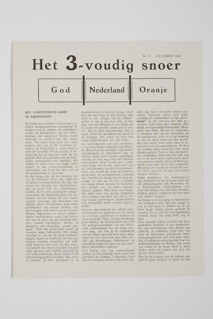 December 1942 - Het 3-voudig snoer | Heruitgave 1994, Verzamelen, Zo goed als nieuw, Verzenden, Amsterdam, Florence Uitgeverij