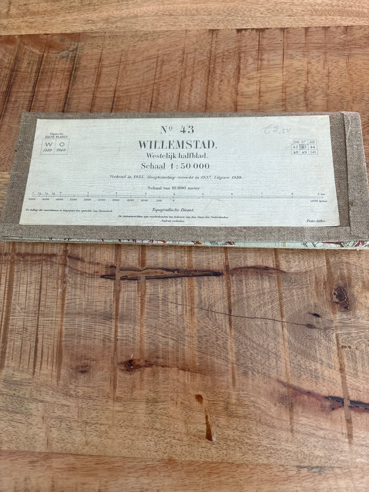Topografische kaart Willemstad 1:50.000 uit 1939, Gelezen, Ophalen of Verzenden, Landkaart, 1800 tot 2000