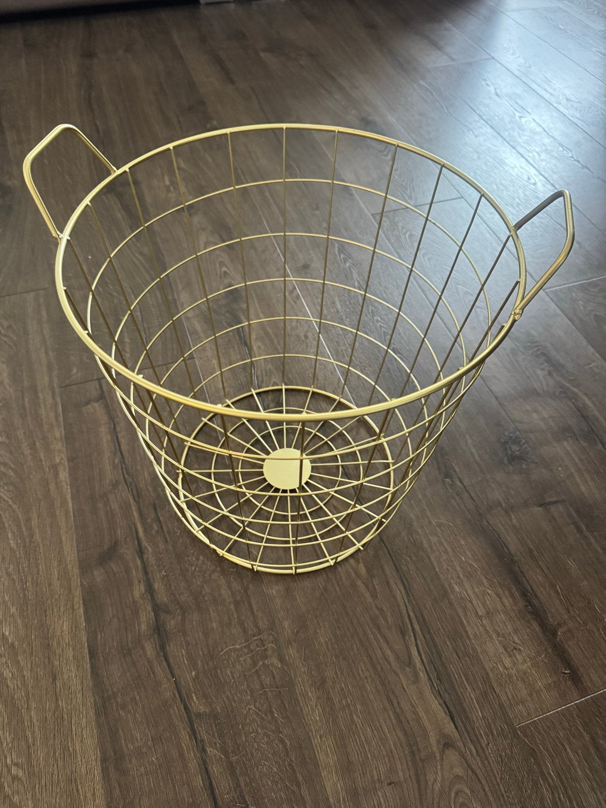 Gouden Stalen Mand - Decoratief en Praktisch, Huis en Inrichting, Met handvatten, Mand, Rond, Ophalen of Verzenden