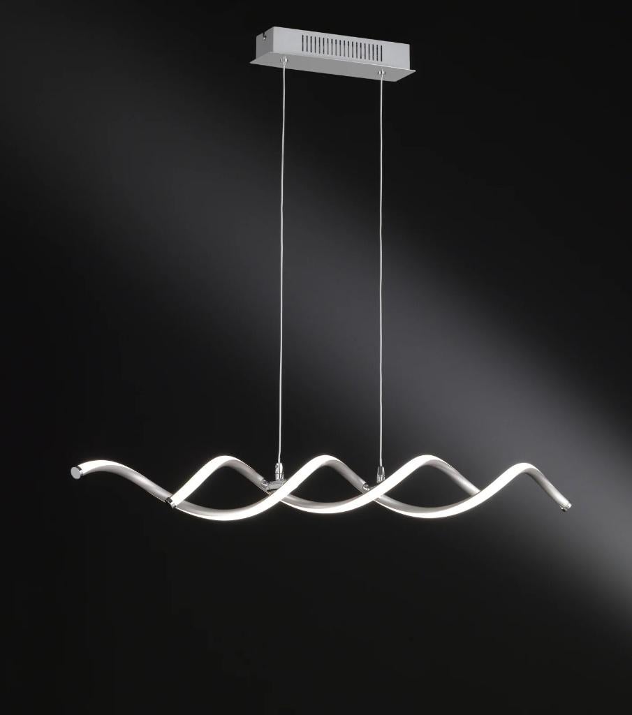 WOFI Bonney Wave hanglamp Nikel mat led 21W NIEUW, Nieuw, Ophalen of Verzenden, 75 cm of meer, Modern