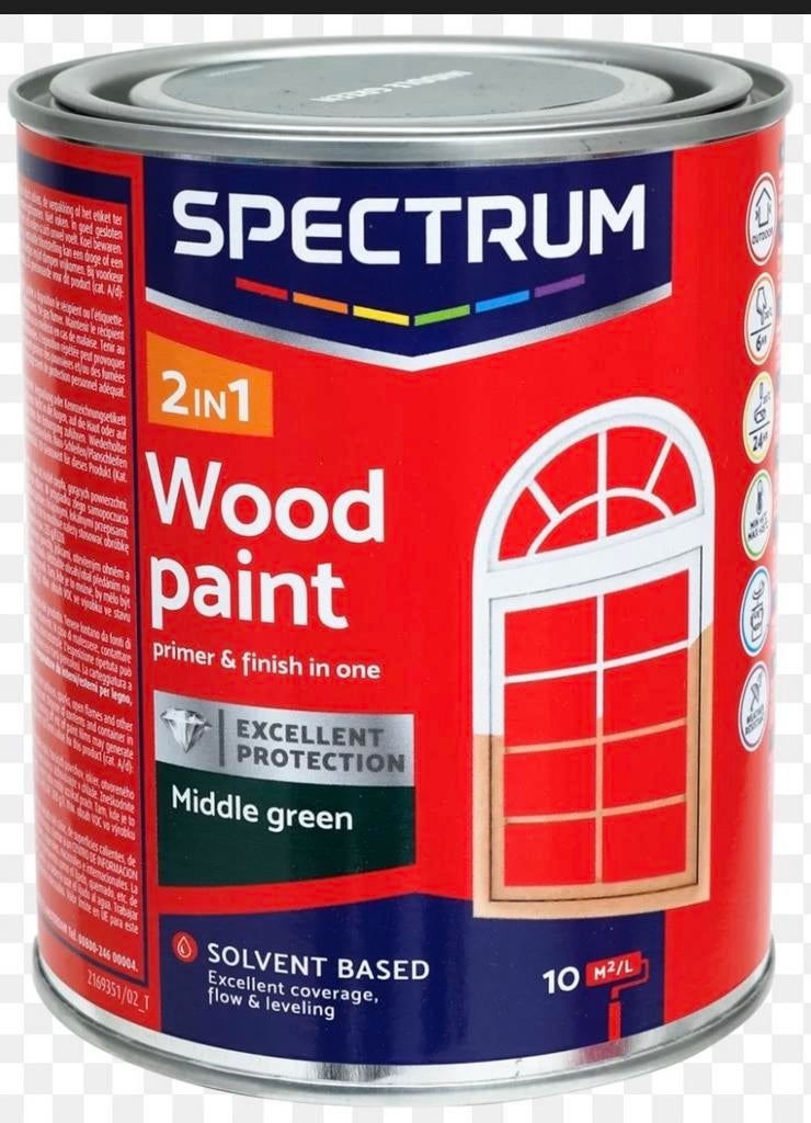 GEZOCHT: Spectrum verf Middle green, Doe-het-zelf en Verbouw, Verf, Beits en Lak, Ophalen, Gebruikt, Verf, Minder dan 5 liter