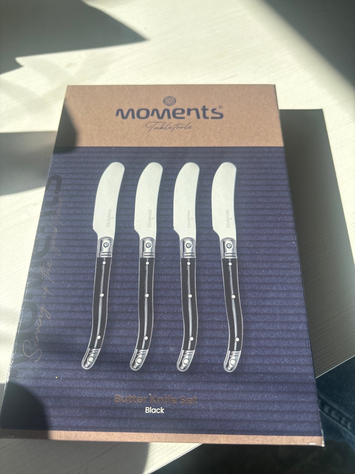 Moments Tafelgerei Boter Mes Set Zwart, Verzenden, Nieuw, Rvs of Chroom, Overige merken