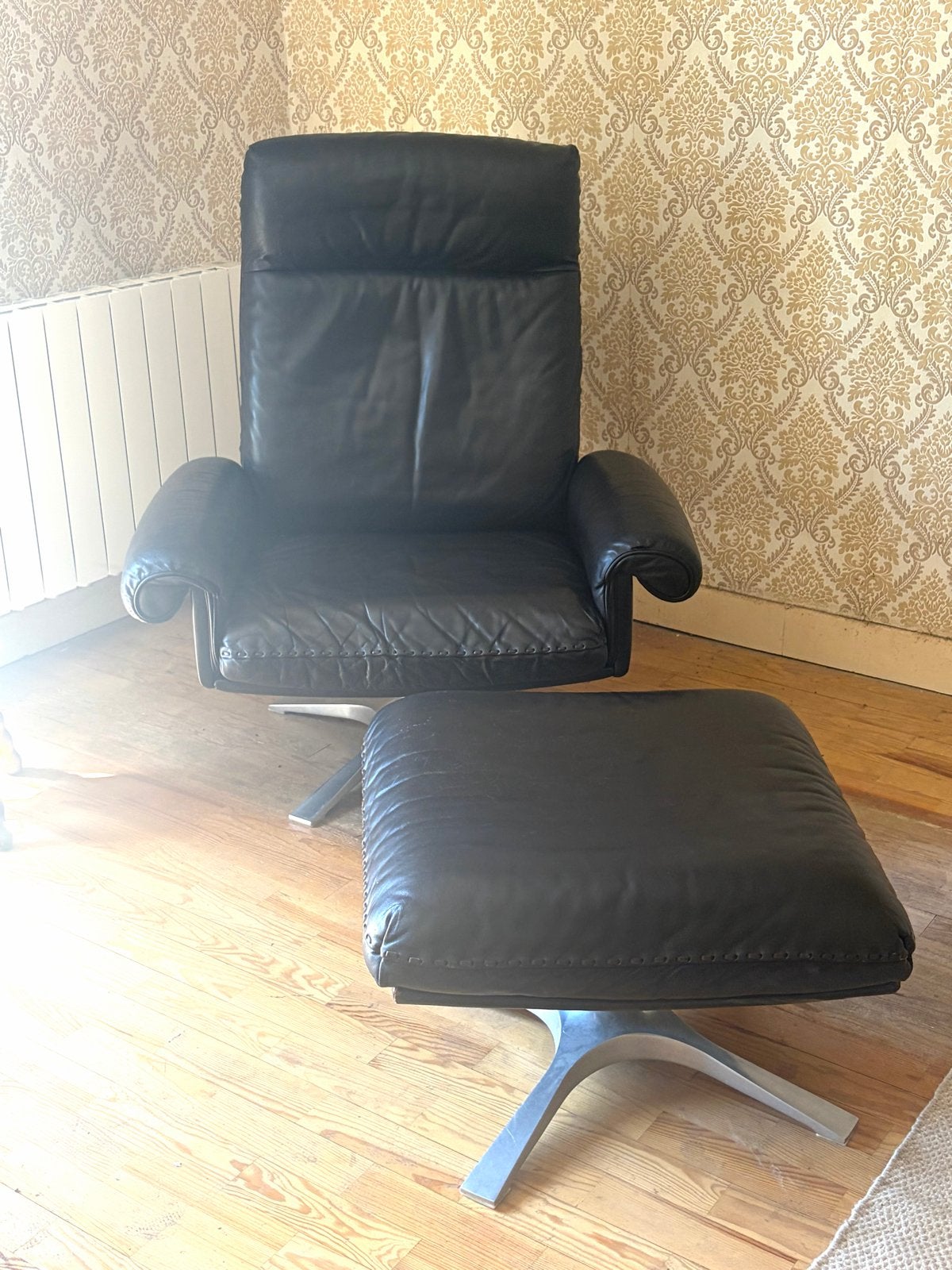 De Sede DS31 Lounge Stoel + Ottoman - Mid-Century Modern, Bruin, Verzenden, Leer, Zo goed als nieuw