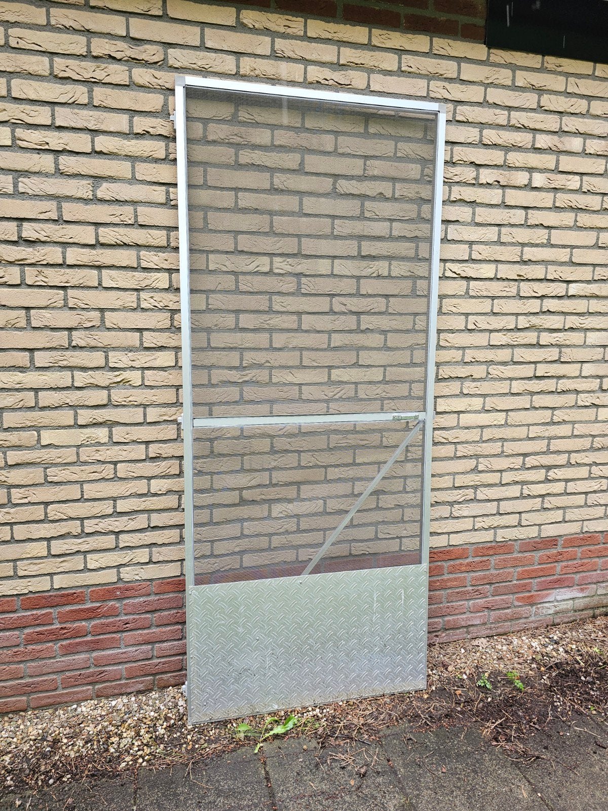 Stevige Hordeur met Aluminium Frame en Plaat, Doe-het-zelf en Verbouw, Deuren en Horren, Ophalen, Hordeur, 200 tot 215 cm