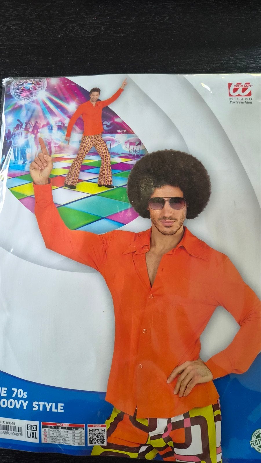 Jaren 70 Disco Kostuum - Oranje blouse, Kleding | Heren, Ophalen, Carnaval, Milano Party Fashion, Maat 56/58 (XL)