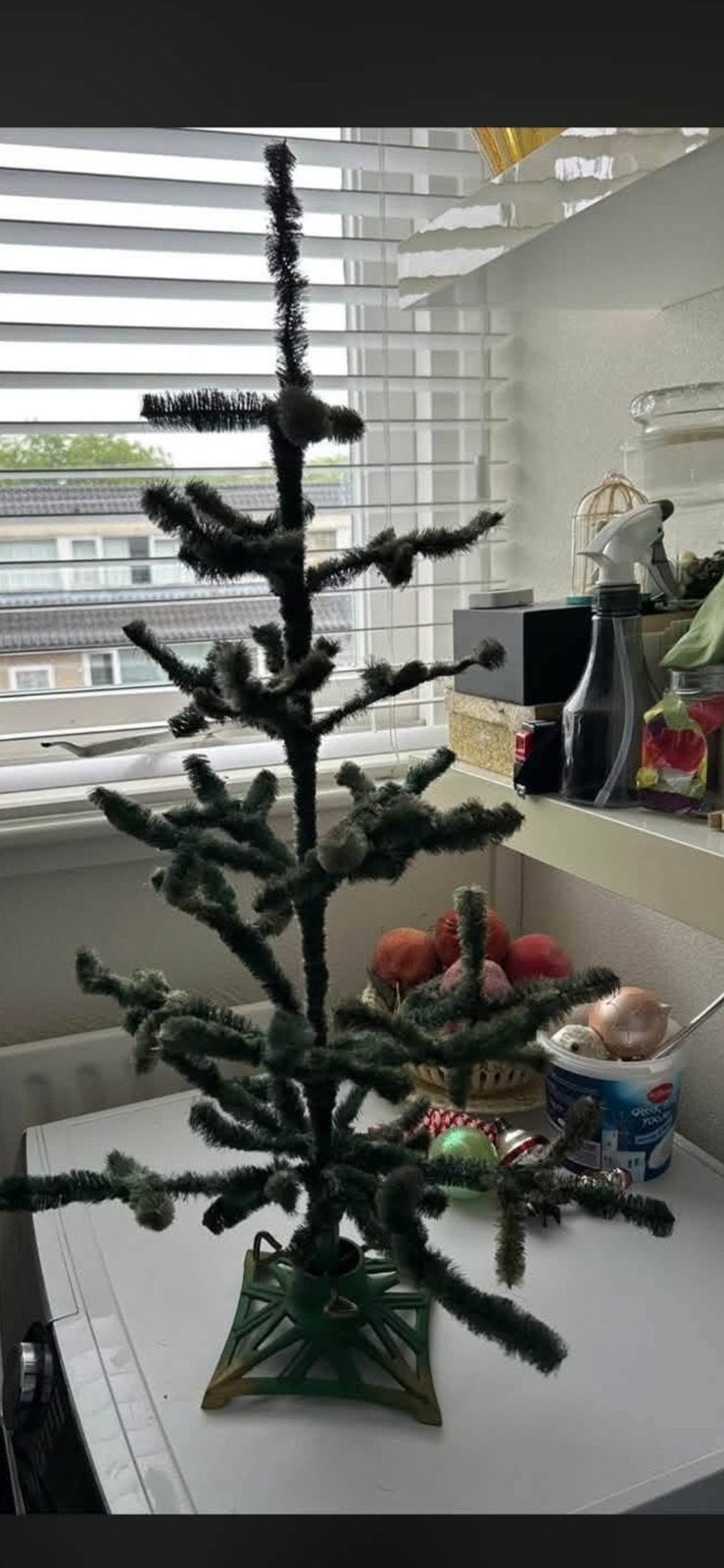 Antiek oude chenille kerstboom, Ophalen, Gebruikt