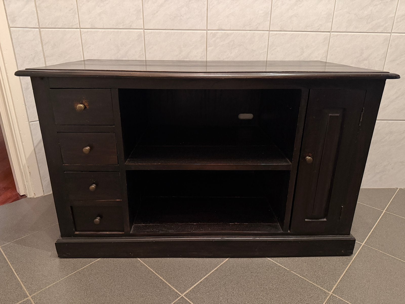 Echt Koloniaal teak houten tv meubel, Ophalen, Teakhout, Koloniaal teakhout, 50 tot 100 cm