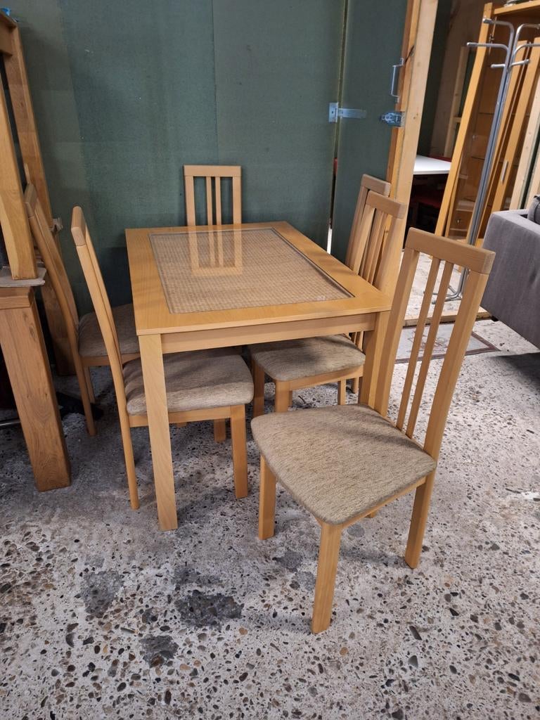 Eethoek nette staat 6 stoelen eettafel 120 x 80, Ophalen, Gebruikt, Modern, 4 tot 6 stoelen