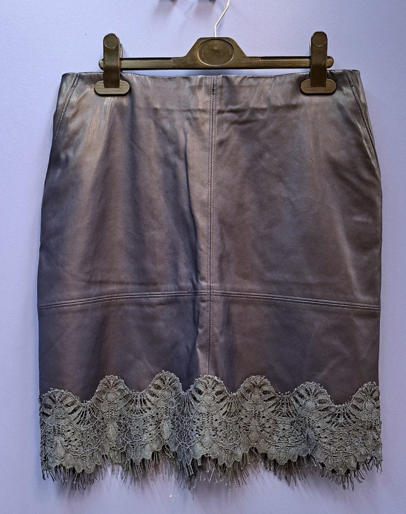 Patrizia Pepe donker blauwe pu leren rok + kant rand S 44599, Blauw, ., Ophalen of Verzenden, Zo goed als nieuw