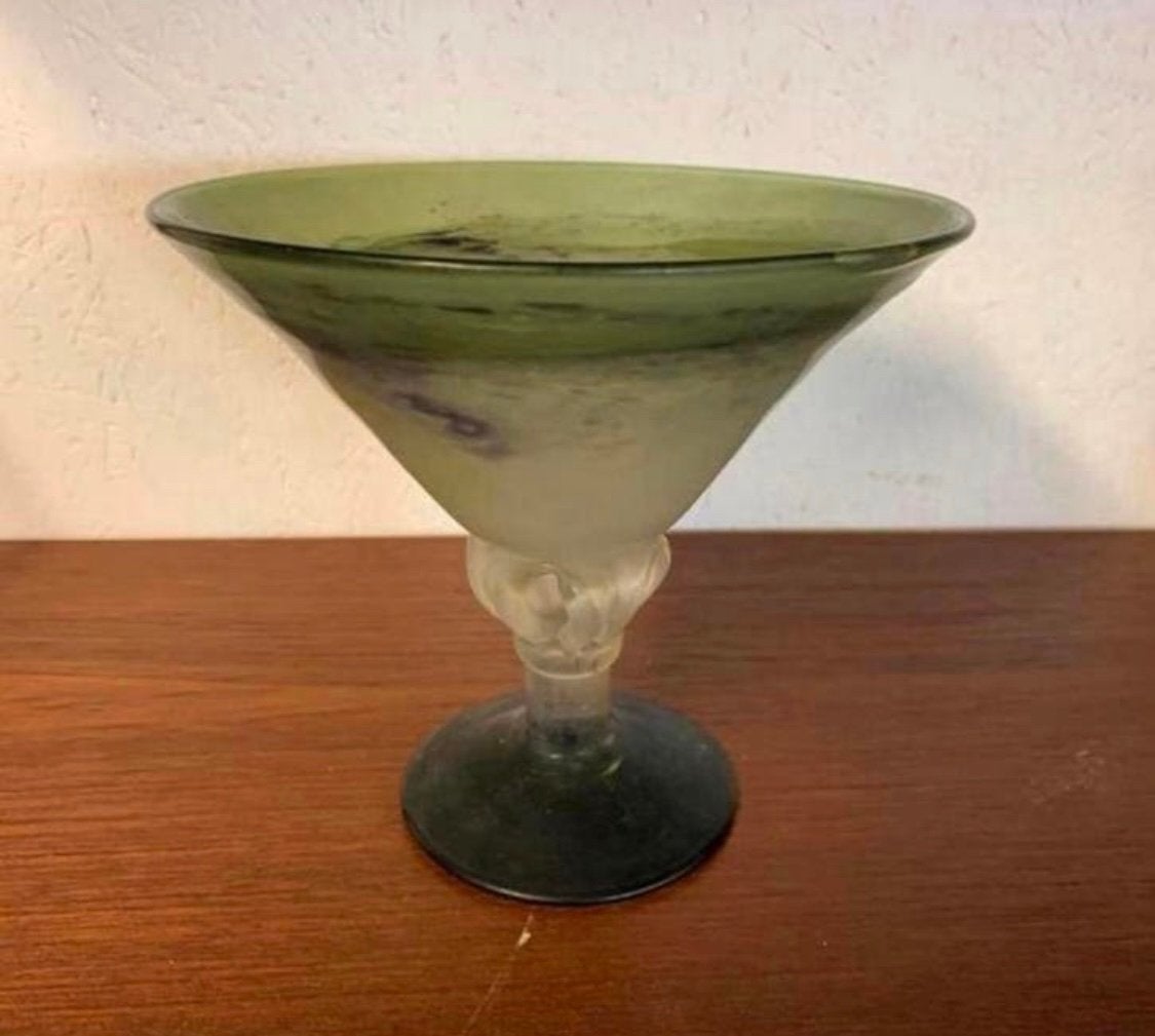 Vaas Art Deco Tsjechische Kralik Handgeblazen Matglazen vaas, Verzenden