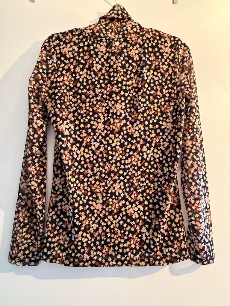 Fabienne Chapot bloemenprint mesh top maat S, Zwart, Ophalen of Verzenden, Zo goed als nieuw, Lange mouw