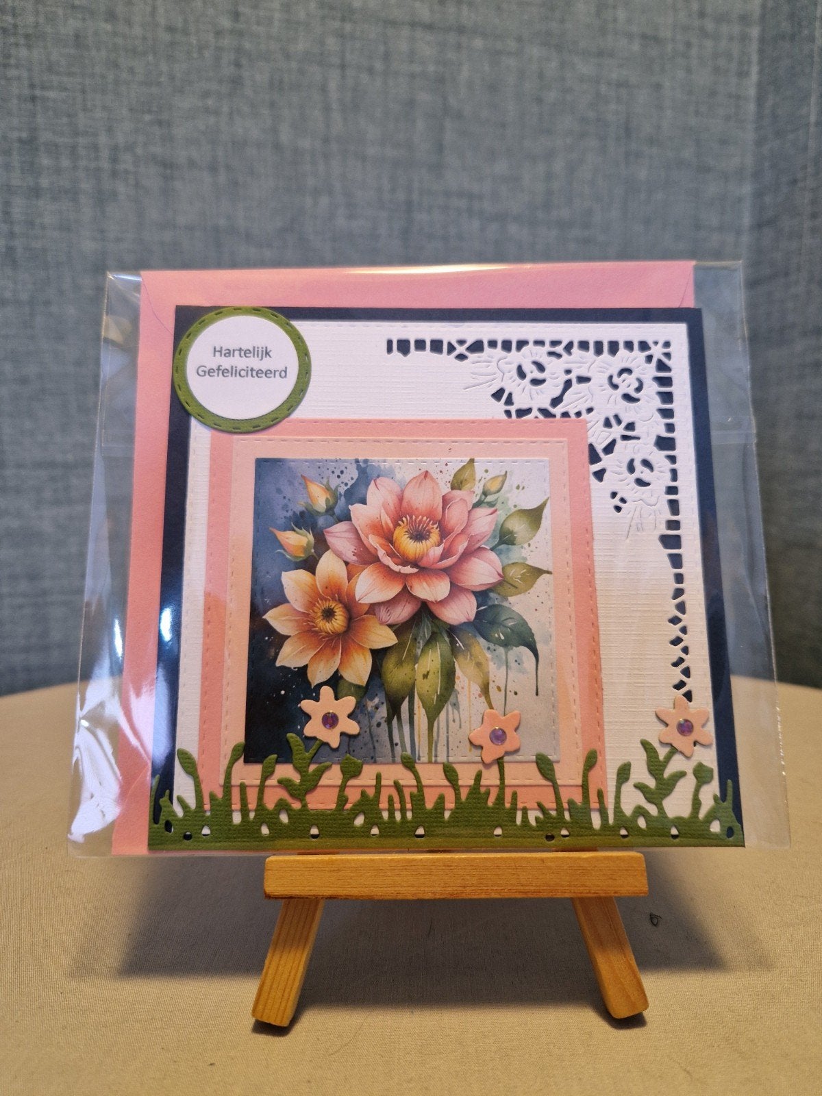 Kaartje verjaardag roze bloemen, Ophalen of Verzenden, Nieuw, Overige thema's