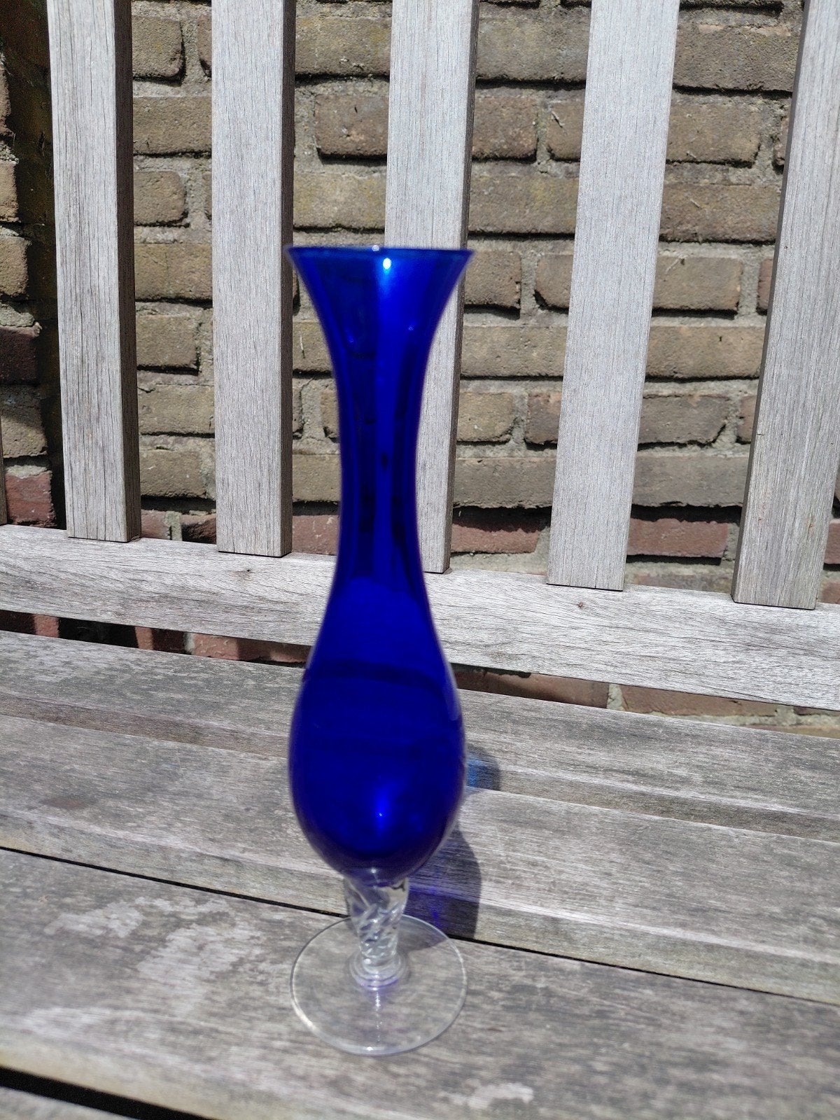 Vintage Kobaltblauw Vaasje - 21-22 cm hoog, Ophalen of Verzenden