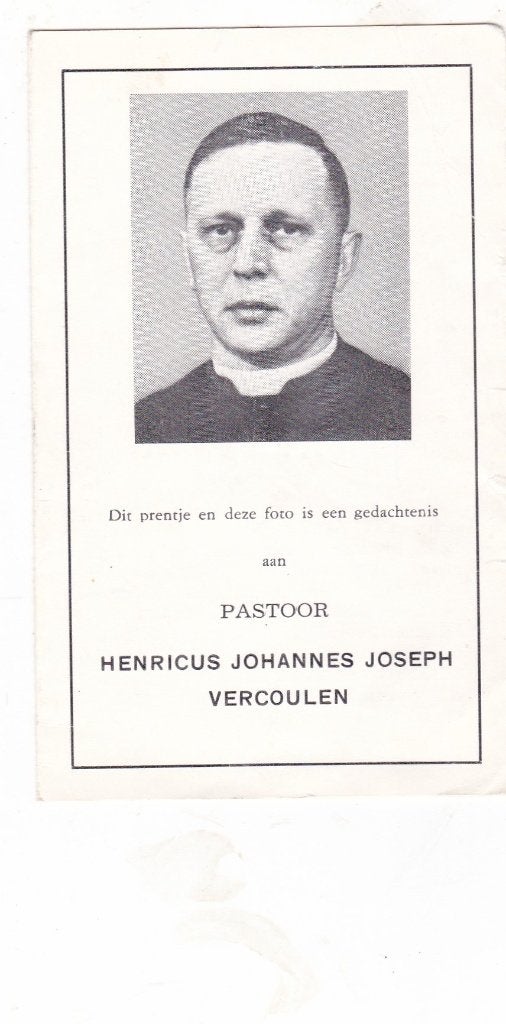 Priester H. J. J. VERCOULEN  1906-1946, Verzamelen, Ophalen of Verzenden, Bidprentje