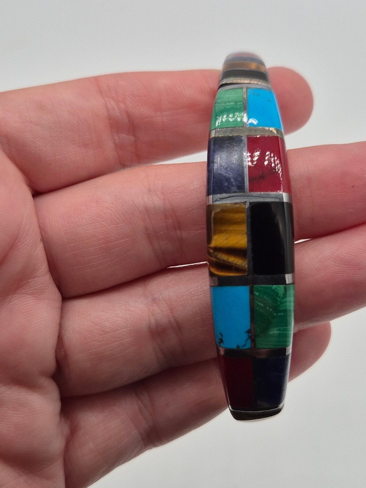 Prachtige Taxco Mexico vintage zilveren armband 950, Gebruikt, Verzenden, Met edelsteen, Zilver