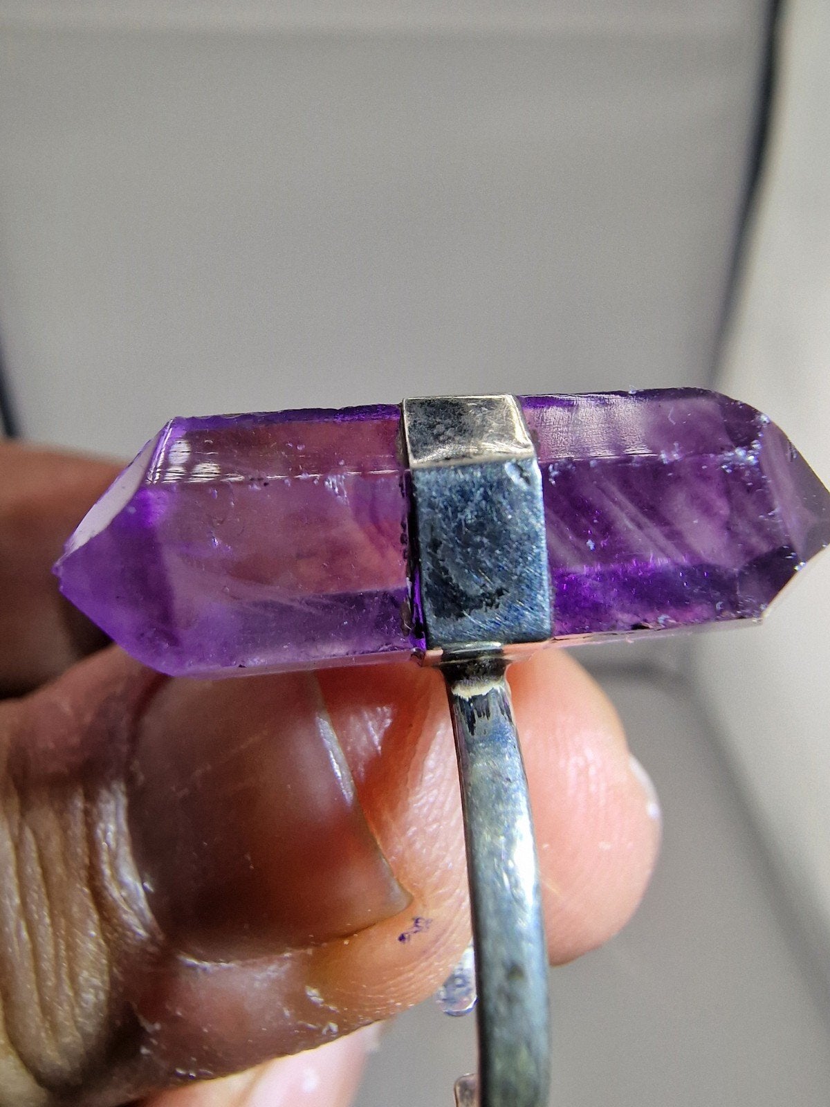Fluoriet Zilveren Ring N265 - 2.47g, 27mm, 8x9mm steen, Sieraden, Tassen en Uiterlijk, Ringen, Nieuw, Dame, 17 tot 18, Blauw, Zilver