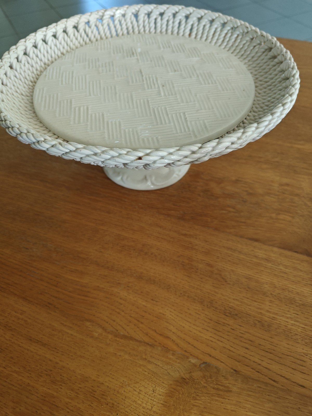 Decoratieve taartschaal/fruitschaal, crèmekleurig, Ophalen of Verzenden
