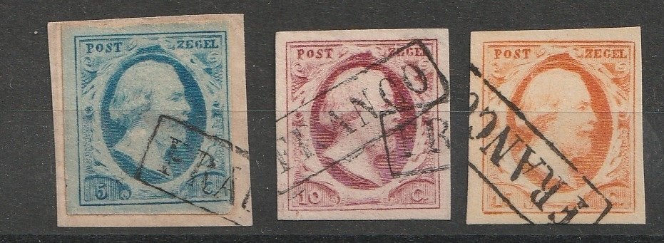 1-3 1852 Kon. Willem III, Postzegels en Munten, Postzegels | Nederland, Ophalen of Verzenden, T/m 1940, Gestempeld