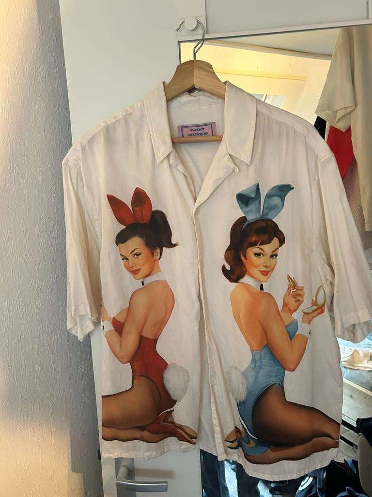 Nude project x playboy overhemd, Ophalen of Verzenden, Zo goed als nieuw, Wit, Halswijdte 41/42 (L)