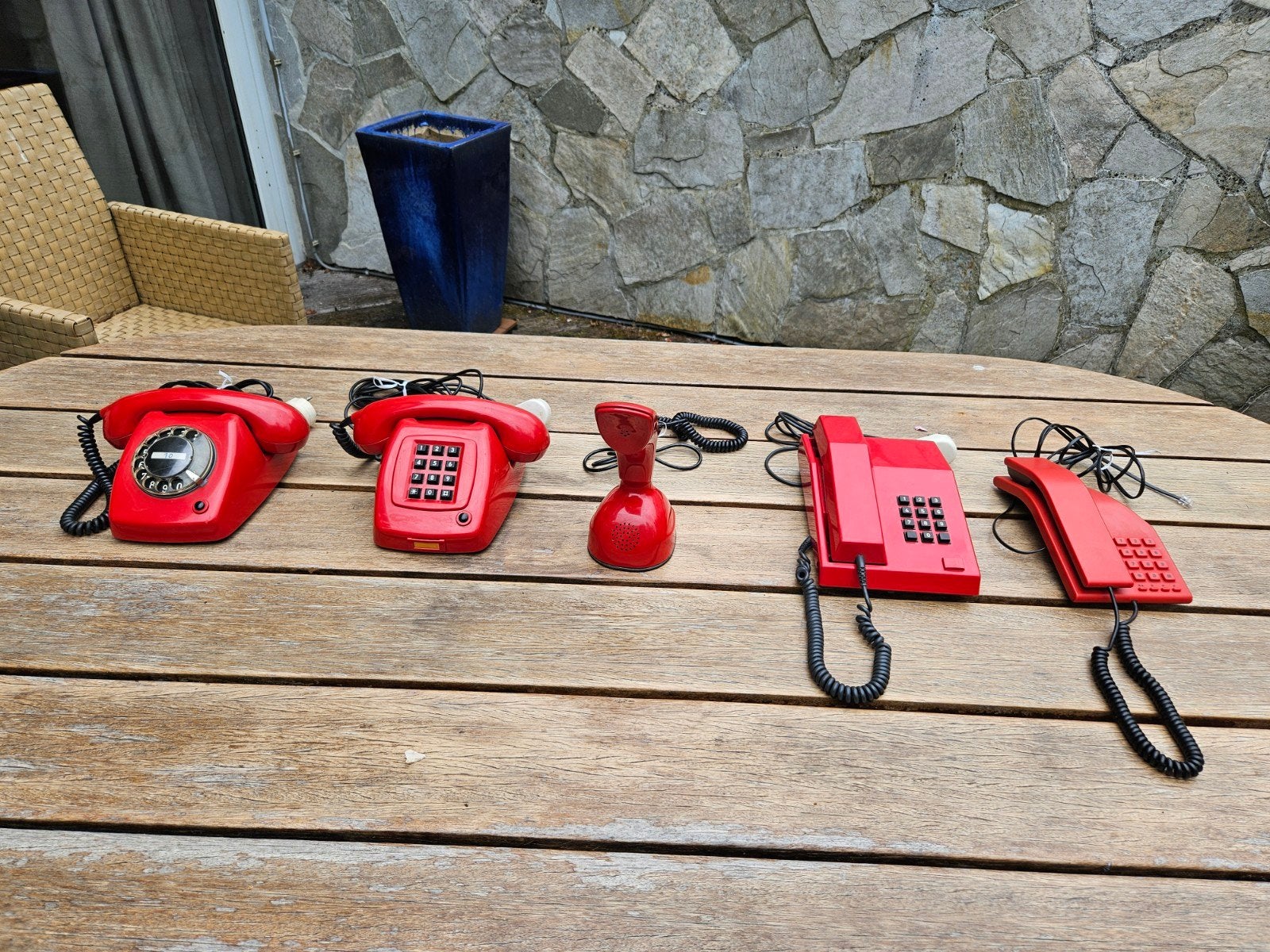 Collectie  Vintage rode telefoons oa T65 en Cobra Ericsson, Ophalen of Verzenden, Gebruikt, Met draaischijf