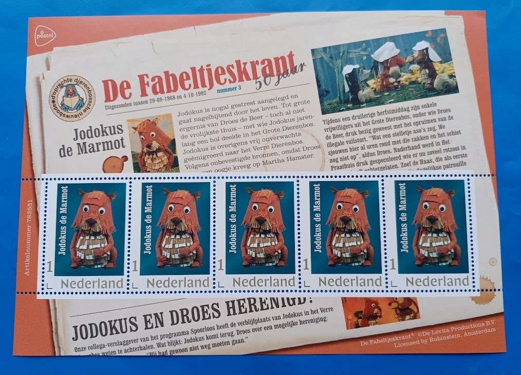De Fabeltjeskrant - Jodokus de Marmot (postzegelvel), Verzenden