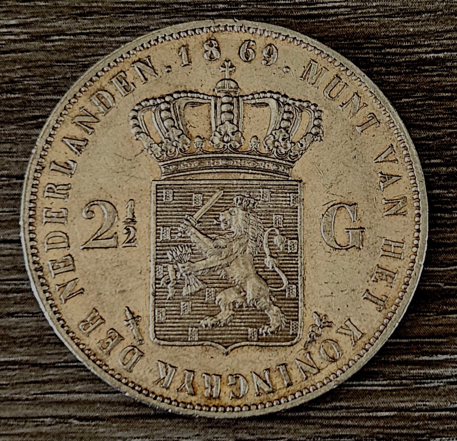 2,5 gulden Koning Willem 3 1869, Postzegels en Munten, Munten | Nederland, Ophalen of Verzenden, Koning Willem III, 2½ gulden
