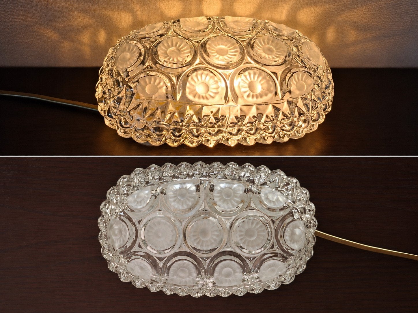 Bijzondere vintage persglazen lamp – jaren 60/70, Wit, Overige merken, Gebruikt, E14 (klein)