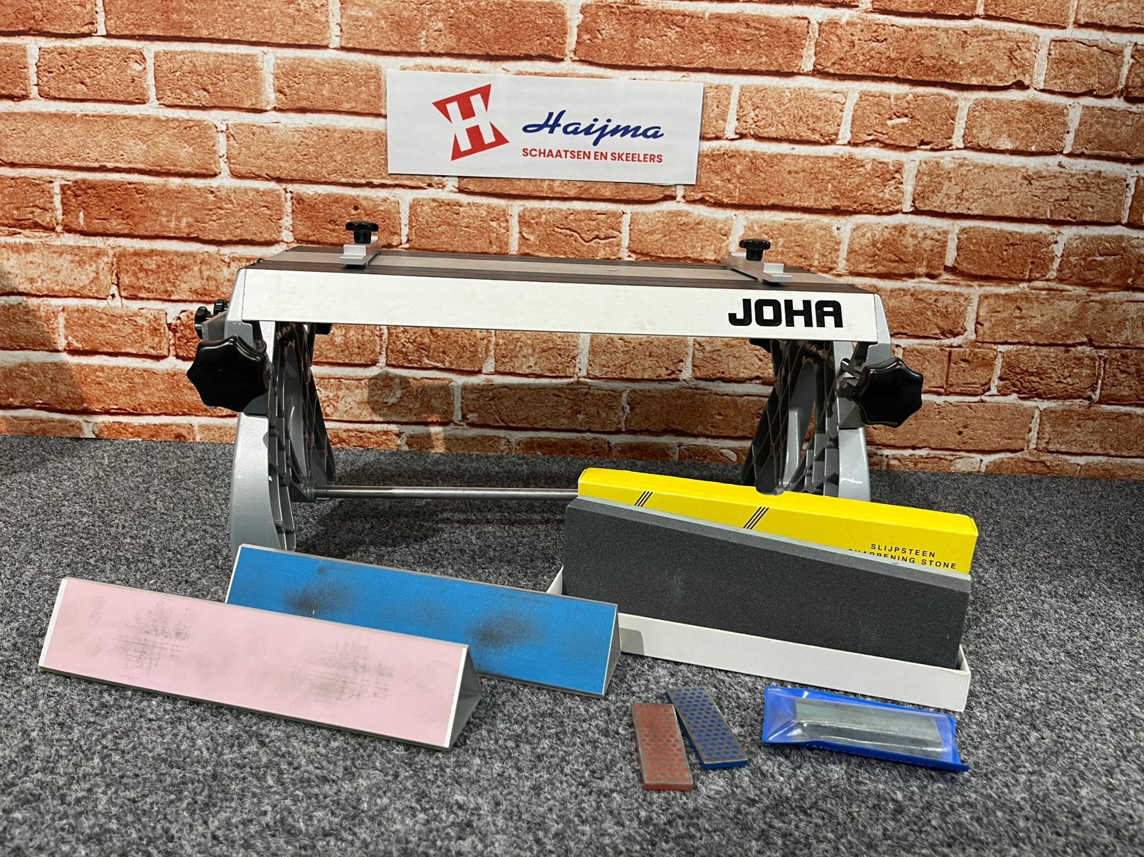 Joha slijpblok/slijptafel met slijpstenen en afbraam stenen, Ophalen of Verzenden, Zo goed als nieuw, Overige typen, Overige merken
