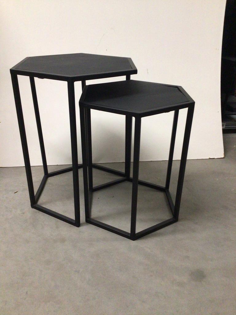 Set van 2 zwarte zeshoekige bijzettafels, Ophalen