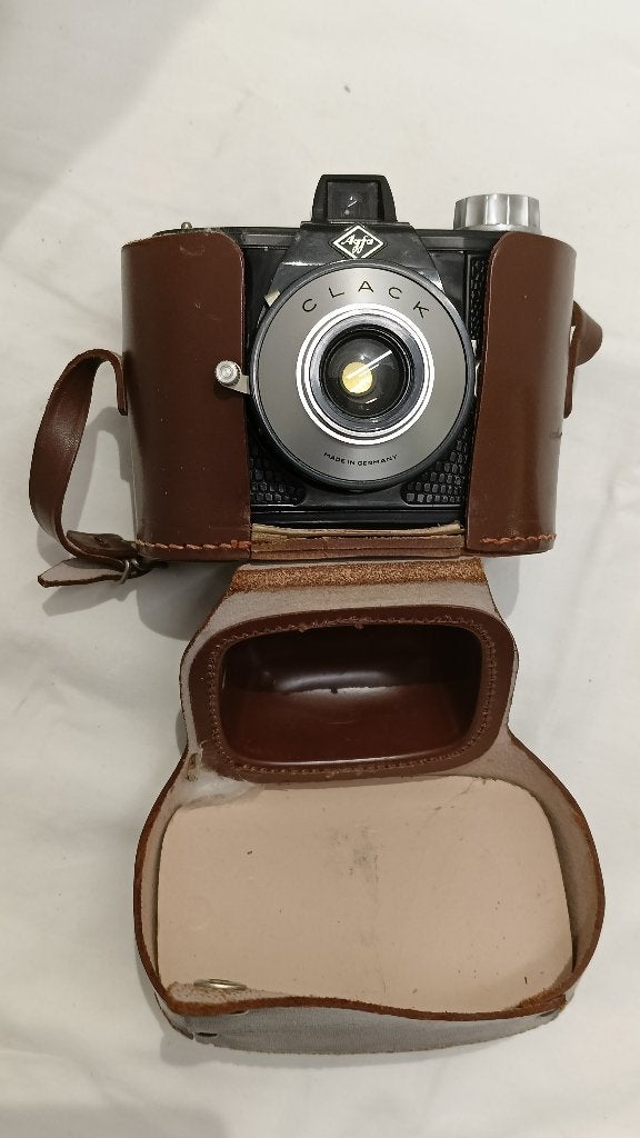 Agfa Clack 6x9 boxcamera met originele leren tas, Audio, Tv en Foto, Fotocamera's Analoog, Ophalen of Verzenden, Gebruikt, Compact
