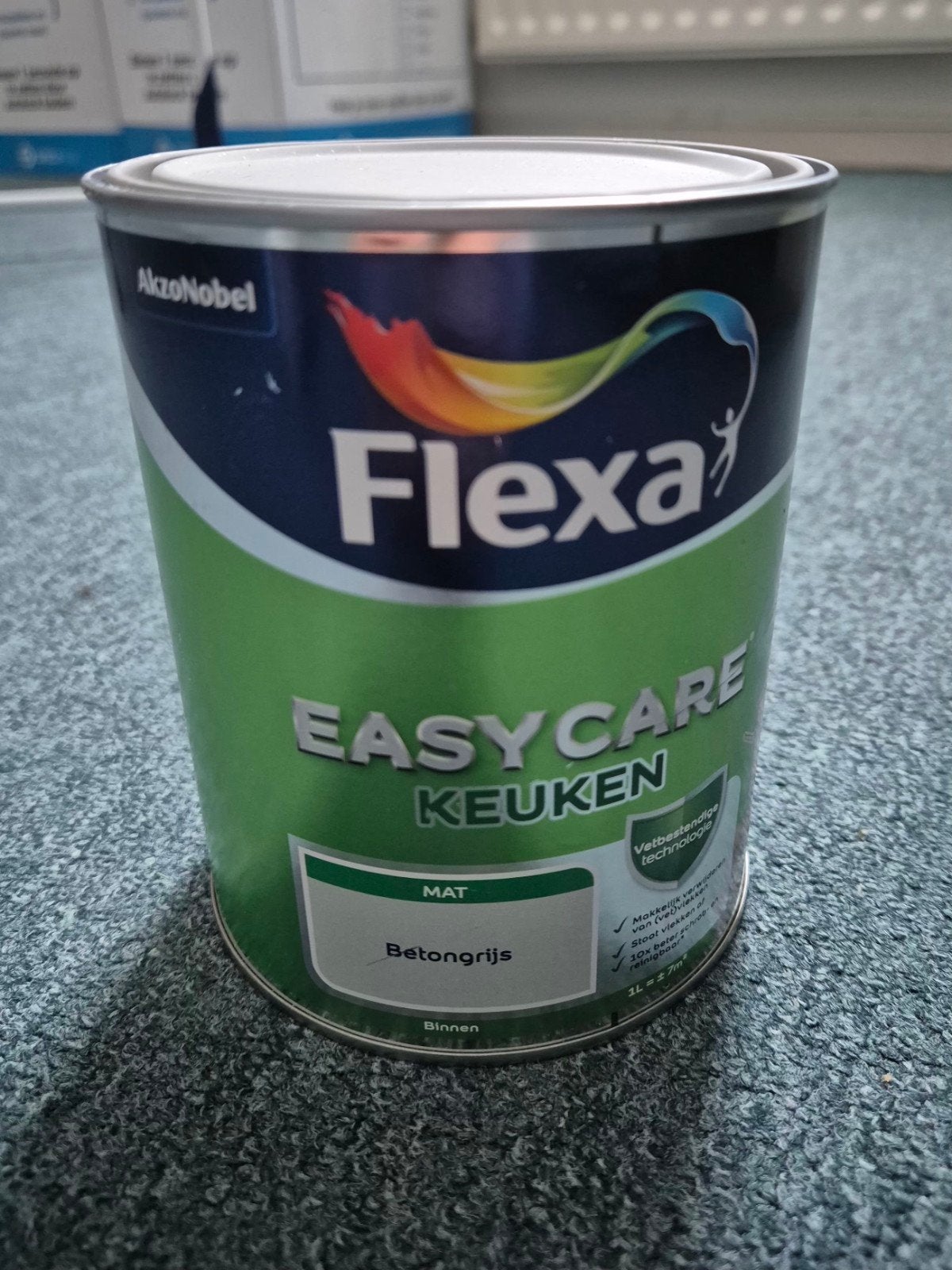 Bijna vol Flexa easycare muurverf 1L, Minder dan 5 liter, Ophalen of Verzenden, Zo goed als nieuw, Verf