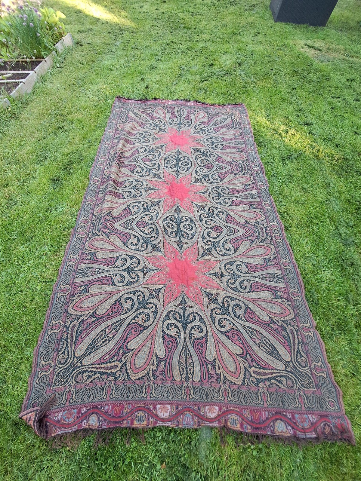 Antiek Groot Worteldoek Kleed uit 1920 - Paisley Patroon, Ophalen of Verzenden