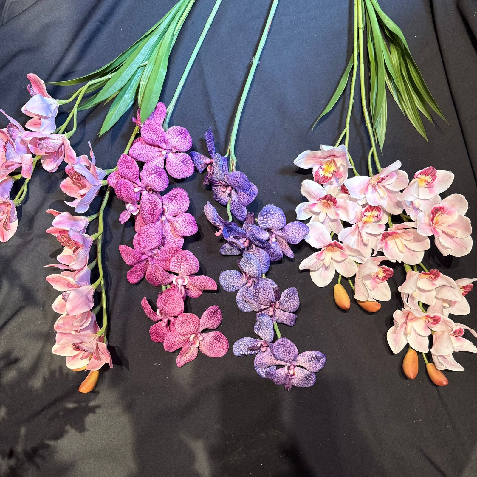 Silk-ka 7 orchideetakken pastel  Lengte 85cm, Binnen, Verzenden, Zo goed als nieuw, Kunststof