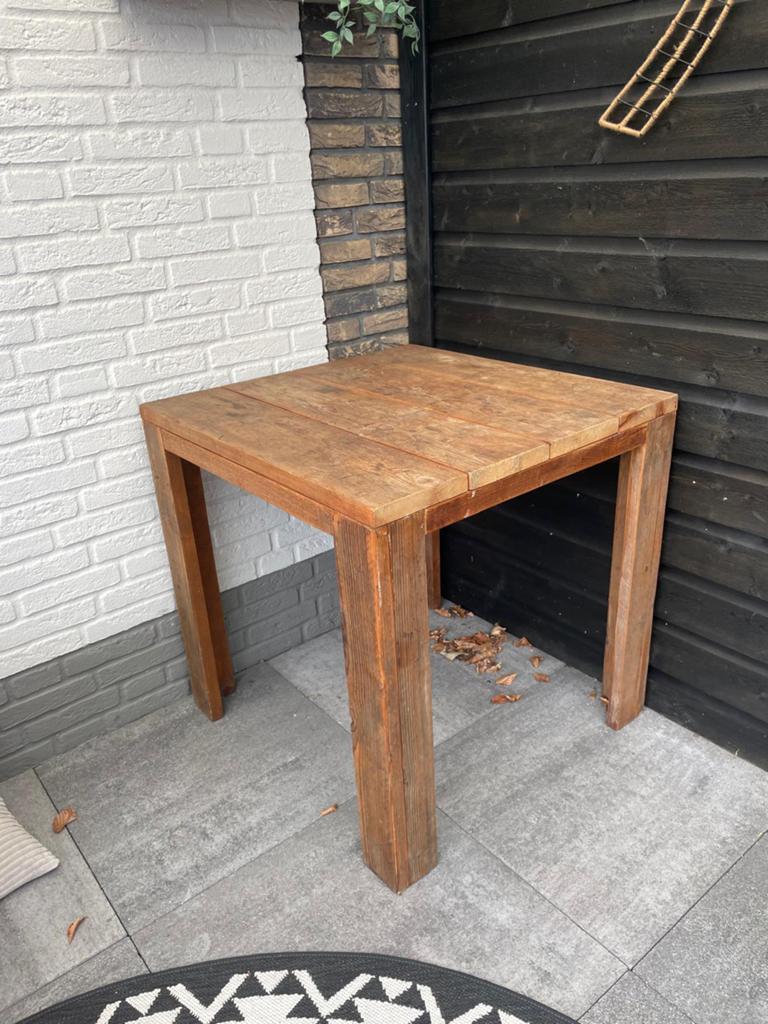 Mooie Steigerhouten Tafel - Perfect voor Binnen of Buiten, Ophalen, Gebruikt, Vierkant, Hout