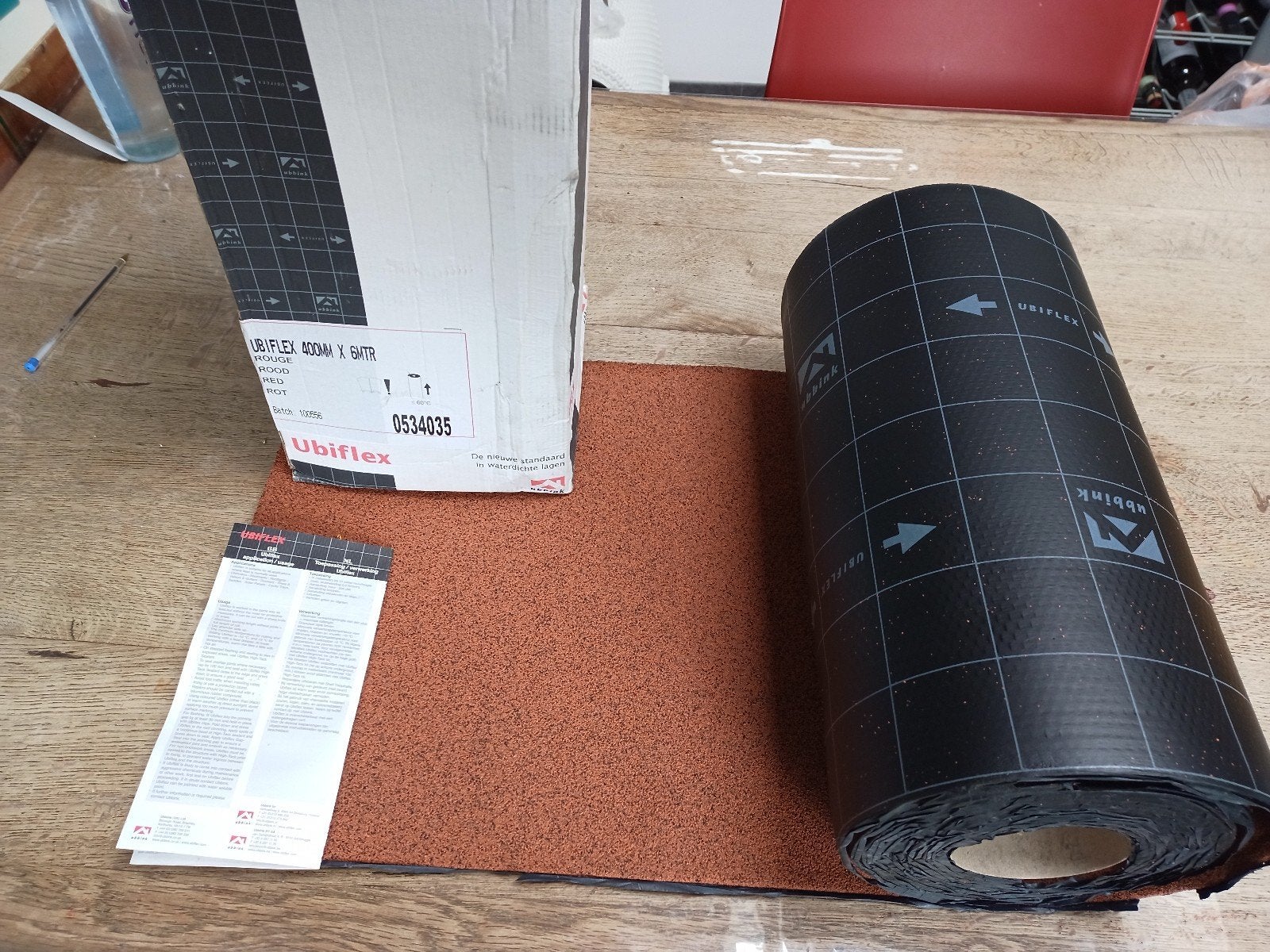 NIEUW: Ubiflex loodvervanger rol 6 of 12 mtr 40 cm ROOD., Overige materialen, Overige typen, Nieuw, Ophalen of Verzenden