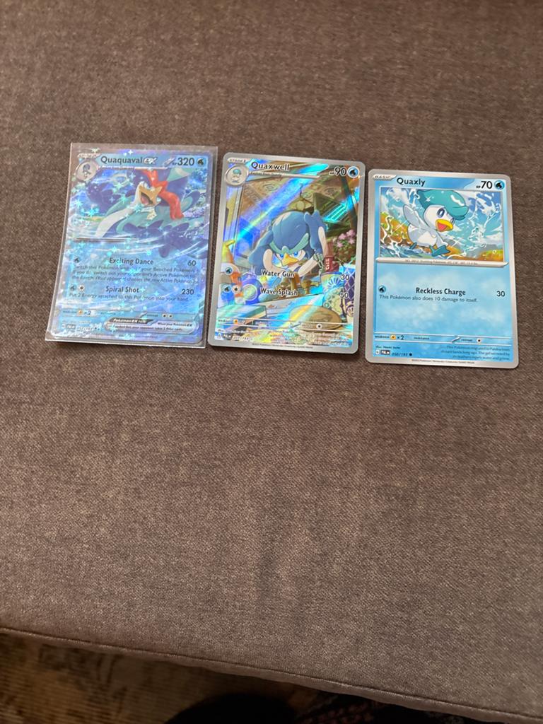 Pokémon Kaarten: Quaquaval ex, Quaxwell, Quaxly, Ophalen, Zo goed als nieuw, Meerdere kaarten