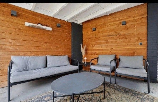 4-delige moderne zwart/grijze loungeset, Ophalen, 5 zitplaatsen, Gebruikt, Aluminium