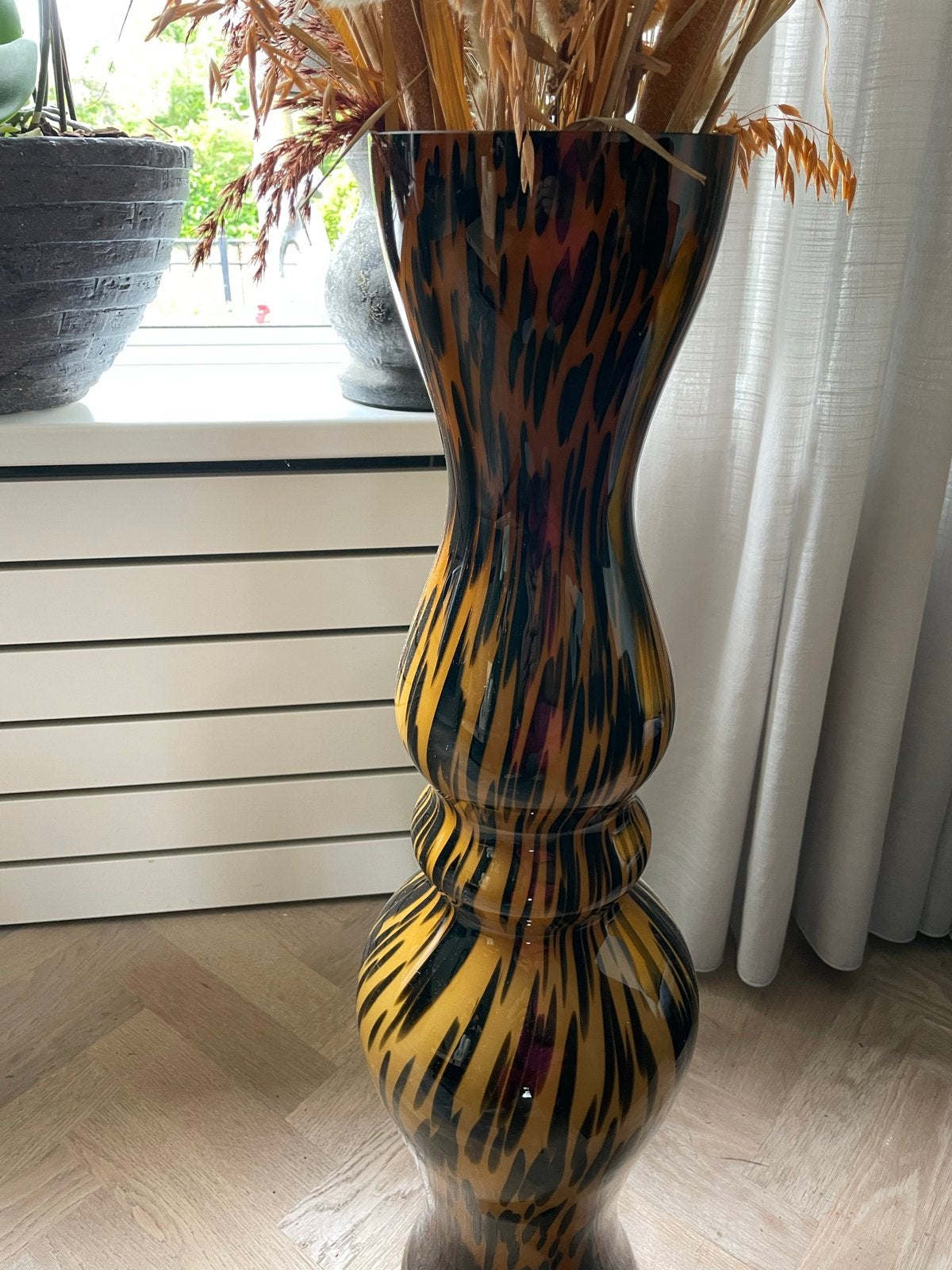 Grote vloervaas met tijgerprint, Overige materialen, Overige kleuren, Ophalen of Verzenden, Zo goed als nieuw