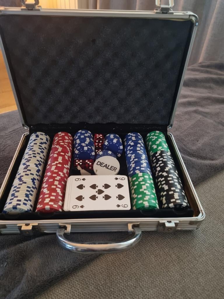 Pokerset met koffer, fiches en kaarten, Hobby en Vrije tijd, Gezelschapsspellen | Overige, Vijf spelers of meer, Ophalen of Verzenden